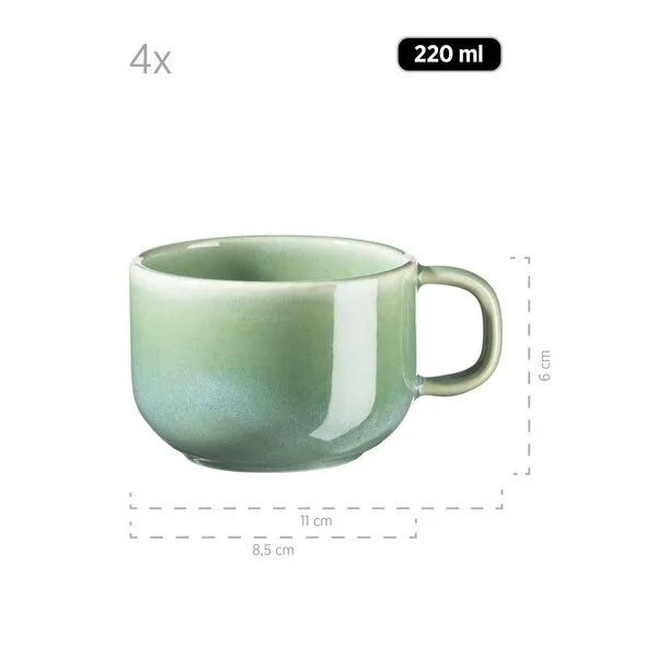 Mäser Mäser Kaffeeservice 12-tlg. "Elina Uno" Steinzeug, Grün, – Produktbild 4 von 5