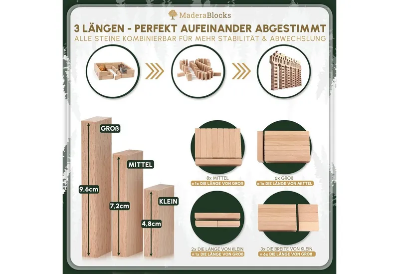 MaderaBlocks MaderaBlocks Holzbauklötze Holzbausteine 200 200er-Set, Natur, – Produktbild 6 von 7