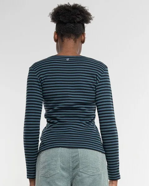 Alma & Lovis Alma & Lovis Geringeltes Longsleeve aus softer Bio-Baumwolle | Ringel Shirt, Pinie (grün), – Produktbild 4 von 4