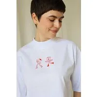 Kultgut Kultgut Artdesign- Biofair- Flausch-Shirt im Boxistyle / HEY Summer!, Weiß, – Produktbild 1 von 1