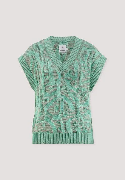 hessnatur hessnatur Jacquard Strick Pullover Relaxed aus reiner Bio-Baumwolle, Aquagrün, – Produktbild 4 von 4