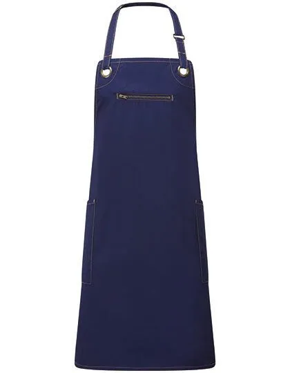 Premier Workwear Premier Workwear Latzschürze (Bio Baumwolle u. rec. Polyester), Navy / camel, – Produktbild 1 von 2