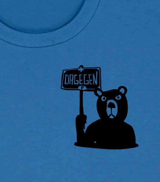 päfjes päfjes Der Bär ist DAGEGEN! Du auch? - Fair Wear Männer Unisex Bio T-Shirt Siebdruck, Mindful blue (blau), – Produktbild 4 von 4
