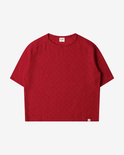 MATONA Matona T-Shirt | Pointelle T-Shirt | aus extrafeiner Merinowolle | GOTS-zertifiziert, Bright red, – Produktbild 4 von 4