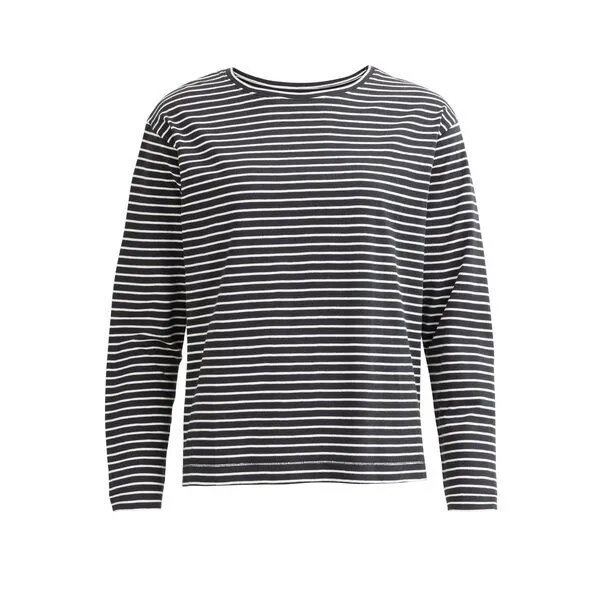 People Wear Organic People Wear Organic Langarmshirt, geringelt, Bio-Baumwolle, Schwarz, – Produktbild 1 von 3