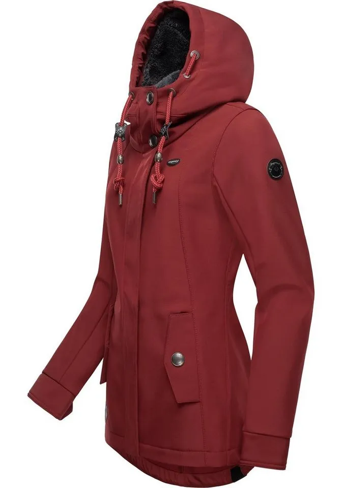 ragwear ragwear Softshelljacke Monadde Softshell Praktische wasserabweisende Softshell Damenjacke, Rot, – Produktbild 3 von 4