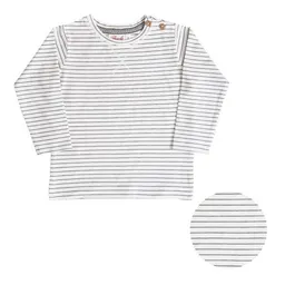 People Wear Organic People Wear Organic maritimes Langarm-Shirt, weiß-dunkelgrau geringelt, aus Bio-Baumwolle – Produktbild 1 von 1