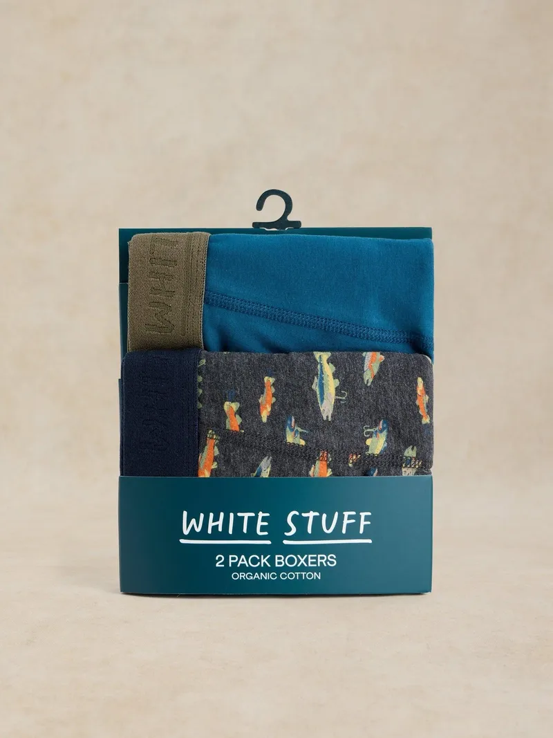 White Stuff Boxershorts Hove Doppelpack - M, Schwarz print, – Produktbild 1 von 3