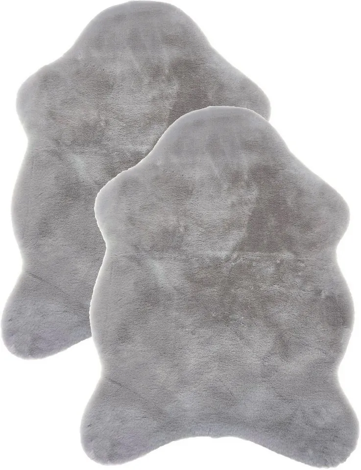 ASTRA Fellteppich Elda, Kunstfell, rechteckig, Höhe: 13 mm, Dekofell im 2 er Set, kuschelweich, Wohnzimmer, Kinderzimmer, Silberfarben, – Produktbild 1 von 2