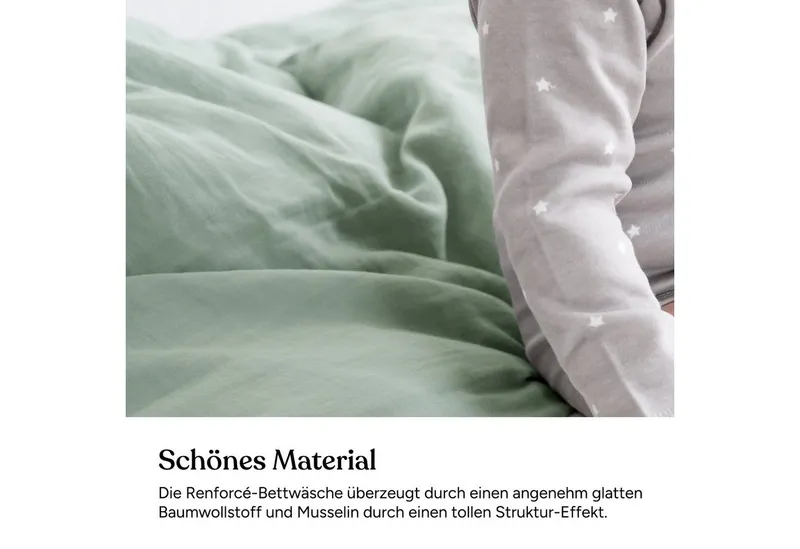 Ehrenkind Kinderbettwäsche Kinder Bettwäsche, 100% Bio-Baumwolle, Standard 100 by Oeko-TEX, Kinderbettwäsche 100x135 cm Musselin, Grün, – Produktbild 4 von 5