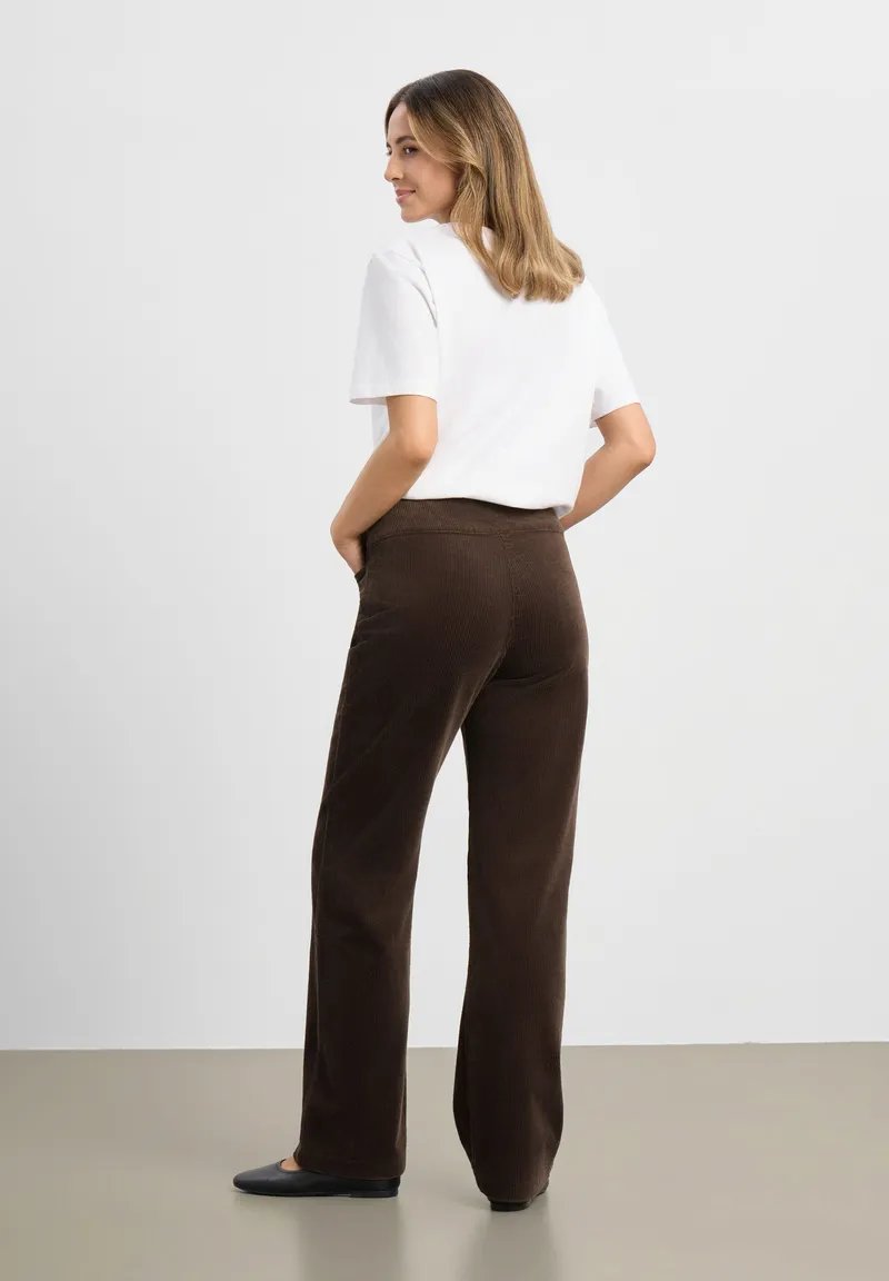 LAURIE LAURIE Damen vegan Hose Thea Straight Cord Mittellang Braun, Braun, – Produktbild 1 von 2