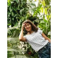 FellHerz FellHerz Damen T-Shirt Bio & Fair & Vegan, Striped white-blue, – Produktbild 1 von 1