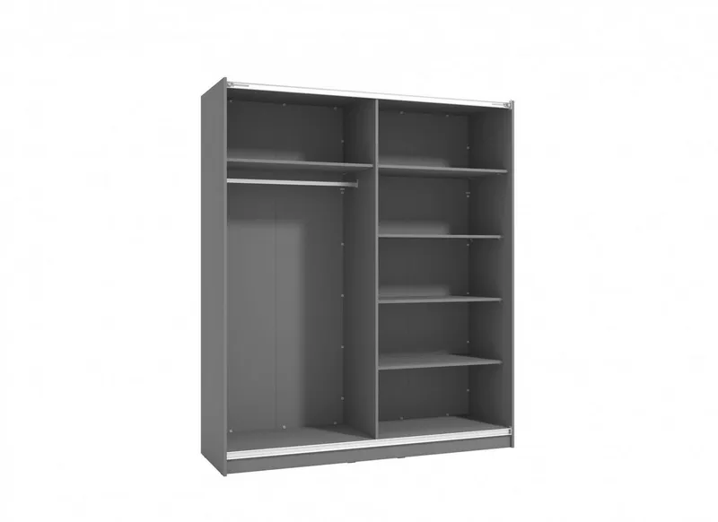 OTTO home Schwebetürenschrank Sierra klassischer Kleiderschrank Wäscheschrank 179 oder 217cm breit mit kompletter Inneneinteilung, FSC®-zertifizierter Holzwerkstoff, Grau, – Produktbild 3 von 3