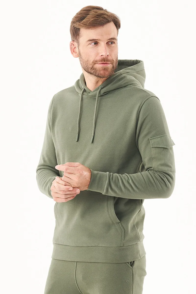 ORGANICATION ORGANICATION Herren vegan Soft Touch Sweat Hoodie Olive, Grün, – Produktbild 2 von 2