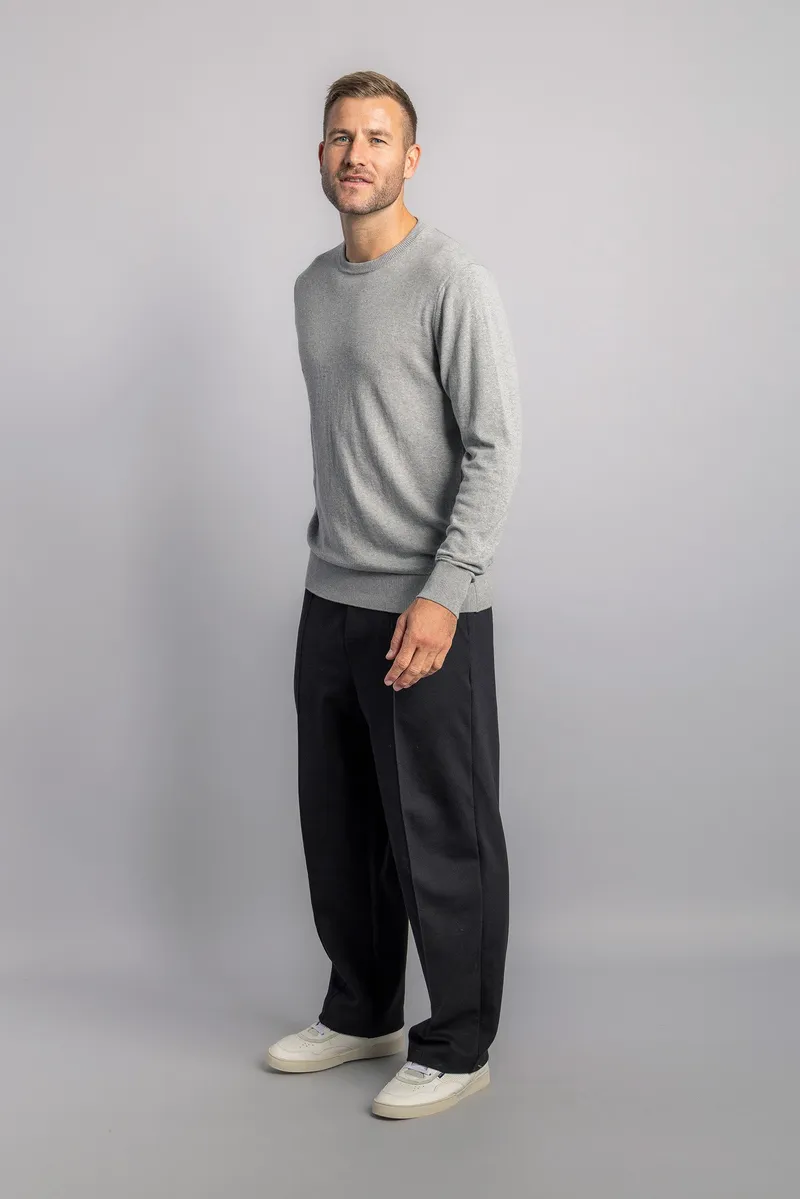 DIRTS DIRTS Herren vegan Pullover Classic Knit Crewneck Grau Melange, Grau, – Produktbild 1 von 2