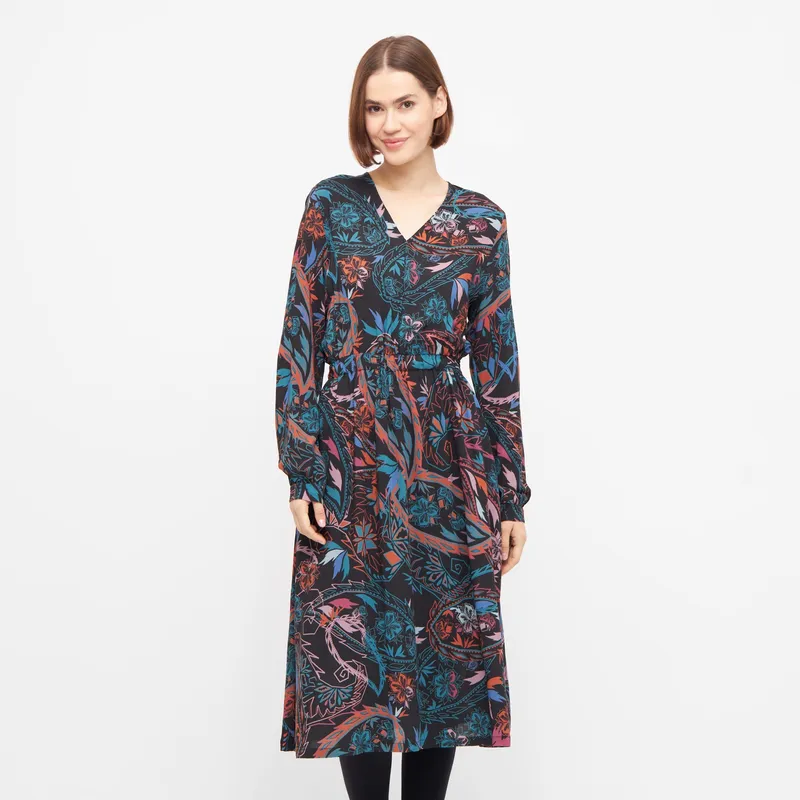 WiDDA Widda Damen vegan Kleid Varbo Paisleymuster Multicolor, Schwarz, – Produktbild 1 von 2