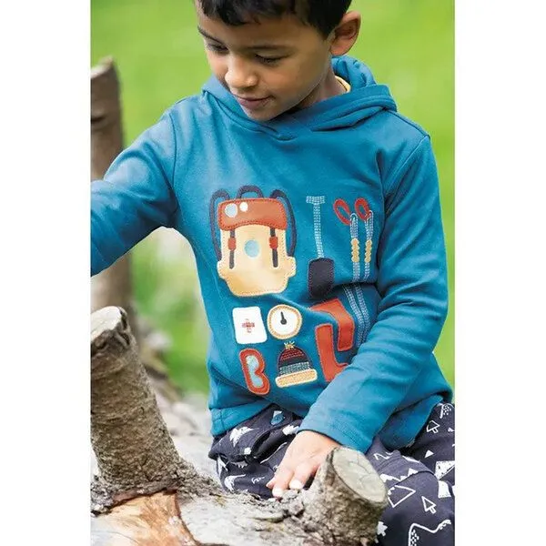 Frugi Frugi Hoodie Campfire in blau Campfire Hooded Top – Produktbild 4 von 4