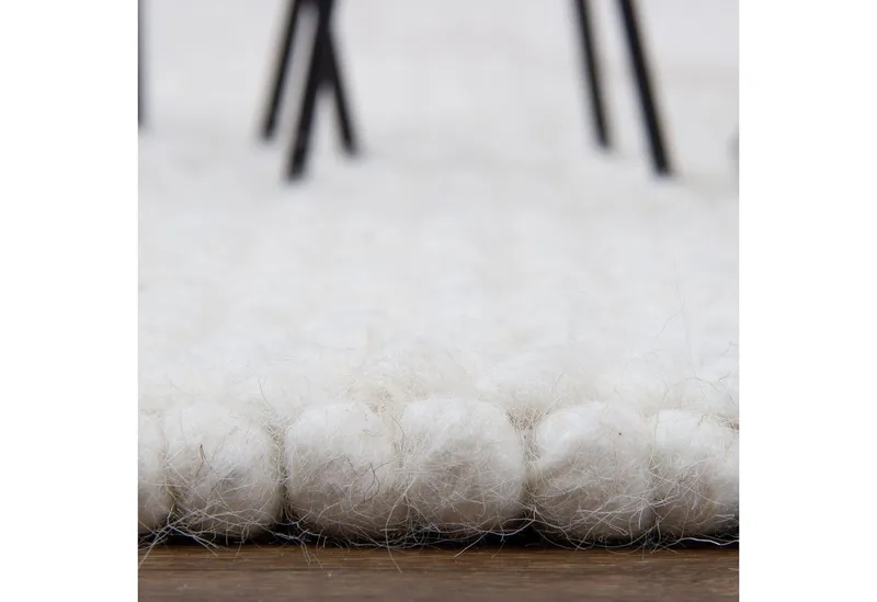 Consilio Concept Designteppich WOOLY Teppich Wohnzimmer Wolle Designer Natur Vegan, Kugelteppich, Filzkugelteppich, Wollteppich, Weiß, – Produktbild 3 von 5