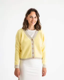 MATONA MATONA Damen vegan Strickjacke Color Block Narzissengelb – Produktbild 1 von 1
