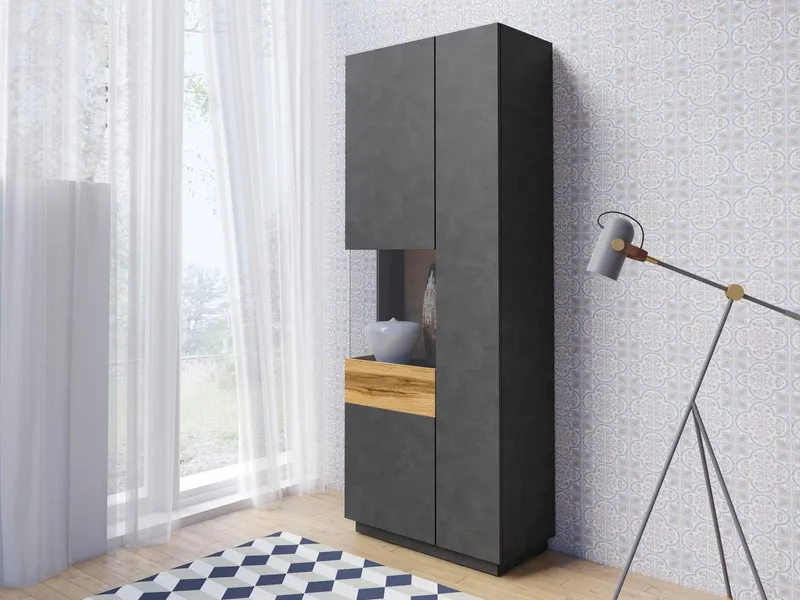 OTTO home Vitrine SILKE Höhe 207 cm, Grau, – Produktbild 1 von 8