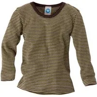 Cosilana Cosilana Kinder Hemd Langarm Baumwolle-Wolle-Seide grün-braun-geringelt Gr.92, Grün, braun, – Produktbild 1 von 1
