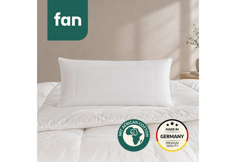 fan Kopfkissen African Cotton, 40x80 & 80x80 cm, Füllung: 60% Polyester / 40% Lyocell (Tencel), Bezug: 100% Bio Baumwolle, Kopfkissen mit hochwertigem Baumwollbezug (KBA), Beige, – Produktbild 5 von 7