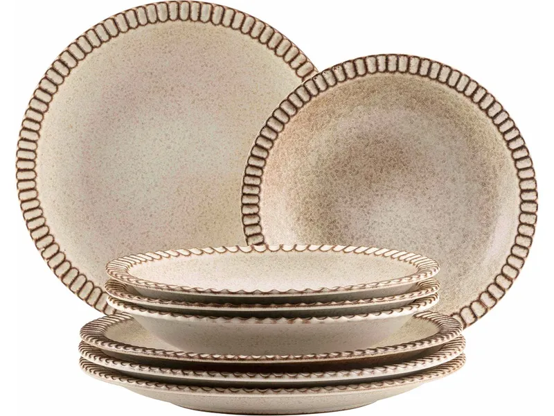 Mäser Mäser Teller Set 8-tlg. "Ida" Steinzeug, Beige, – Produktbild 1 von 1