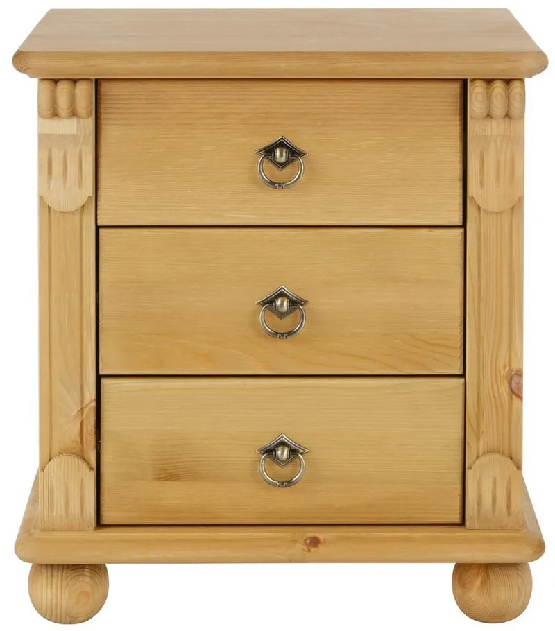 OTTO home Nachtkommode Tessin, aus massiver FSC®-zertifizierter Kiefer, mit 3 Schubladen, Beige, – Produktbild 5 von 5