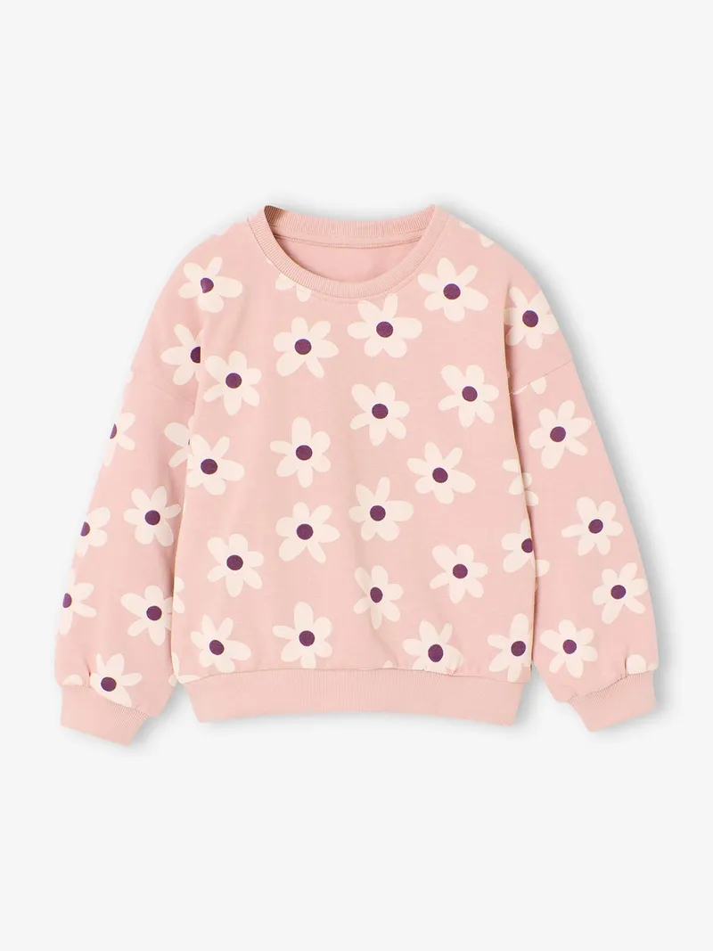 Vertbaudet Bedrucktes Sweatshirt Mädchen hell, Hellrosa, – Produktbild 1 von 3
