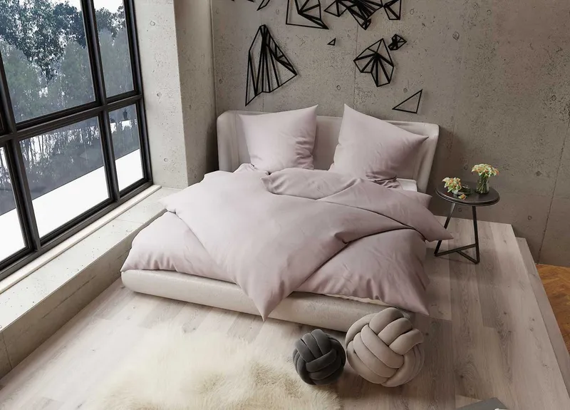 BETTWAESCHE-MIT-STIL Bettwäsche TENCEL™ Lyocell Bettwäsche uni einfarbig, Lyocell, 2 teilig, Rosa, – Produktbild 3 von 4