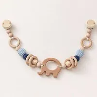 NoniKids Berlin NoniKids Berlin Kinderwagenkette Holz *Elefant* 4 Farben | Bio Baumwolle, Blau, – Produktbild 1 von 1