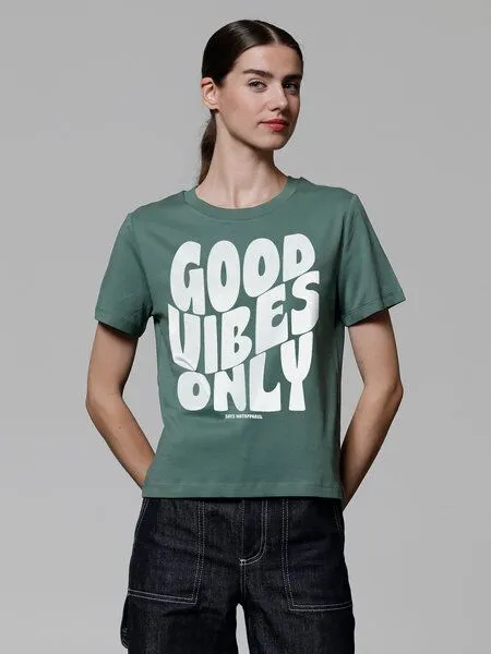 watapparel watapparel T-Shirt Frauen Good vibes only, Green bay, – Produktbild 2 von 3