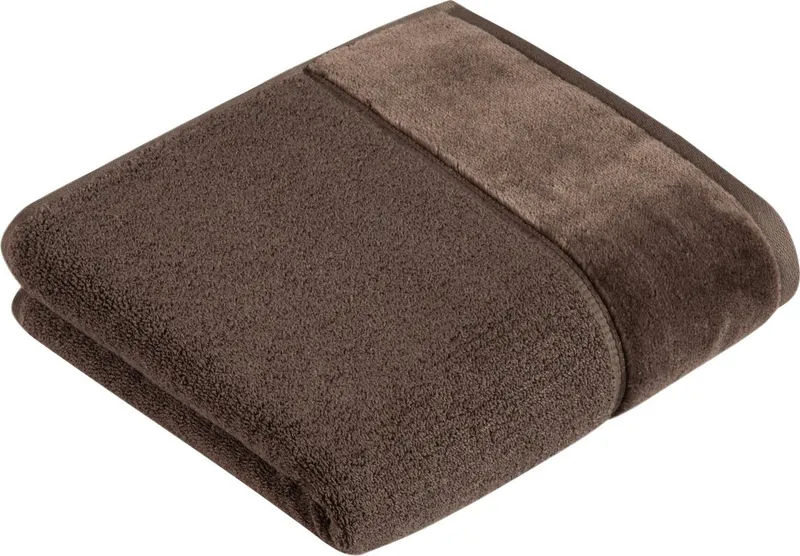 VOSSEN VOSSEN Handtuch Pure, Webfrottier (1-St), Baumwolle & VEGAN, mit eleganter Veloursbordüre, Braun, – Produktbild 1 von 1