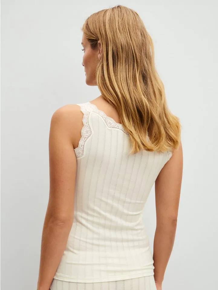 CALIDA CALIDA Trägertop Etude Toujours zarte Spitze, Nadelstreifen-Design, Cotton-Mix, elastisch, Beige, – Produktbild 4 von 5