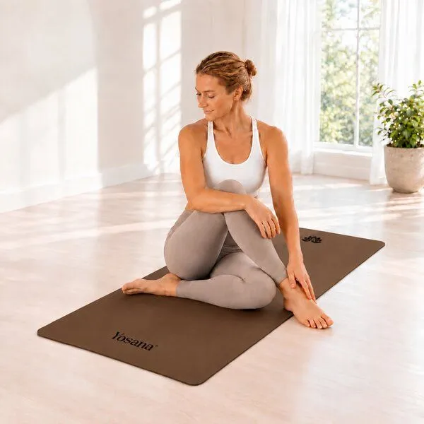 Yosana Yosana Yogamatte Ultra Grip inkl. Baumwolltragegurt, Erdbraun, – Produktbild 7 von 7