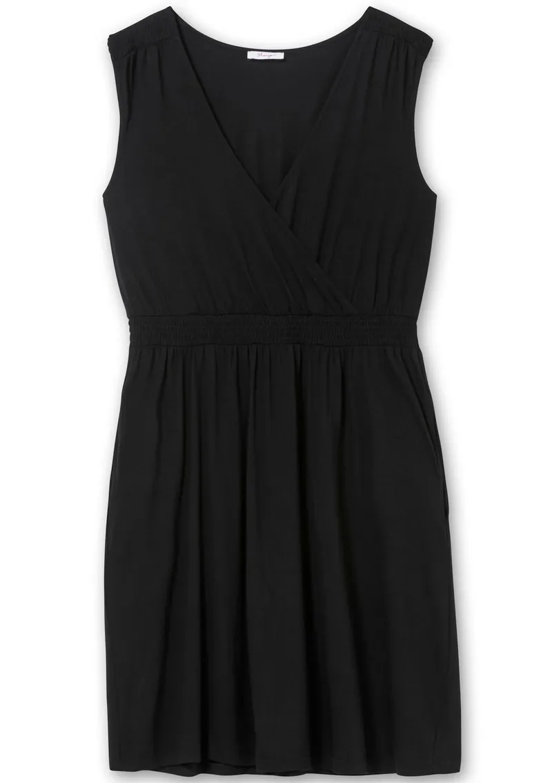 sheego Jerseykleid schwarz, Schwarz, – Produktbild 1 von 2
