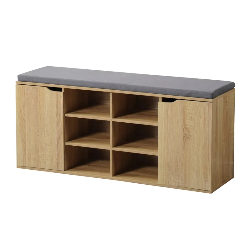 Kesper Schuhschrank mit Sitzkissen, 2 Türen und 6 Fächer, Natur, – Produktbild 1 von 4