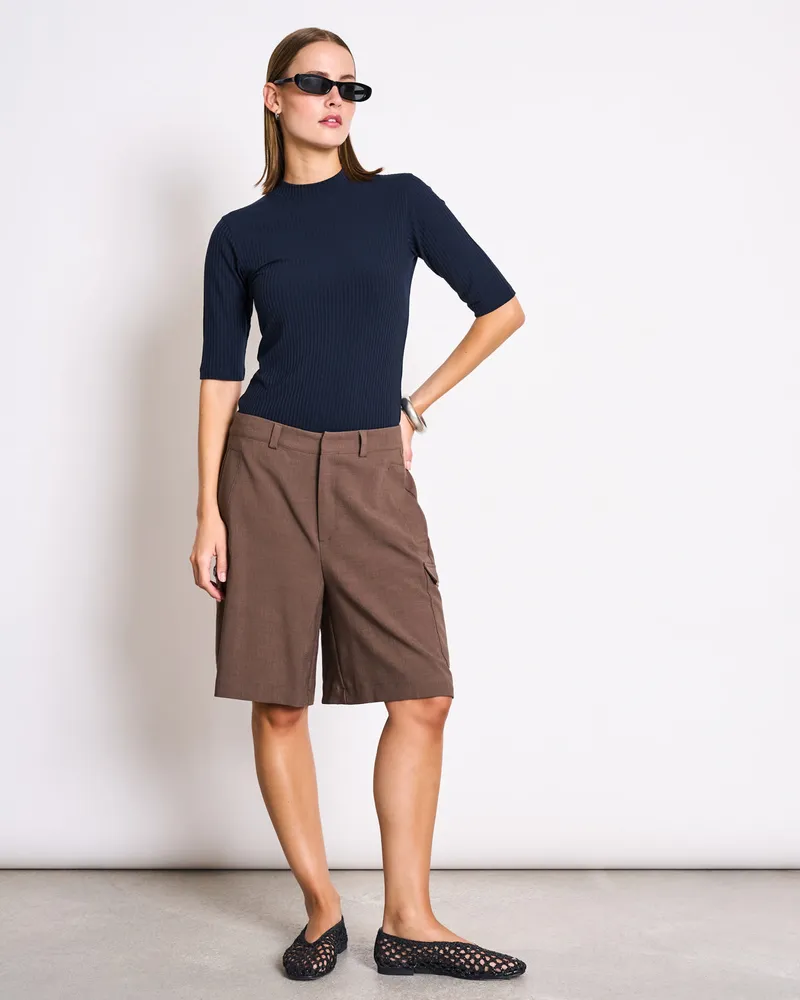 JAN N JUNE JAN 'N JUNE Damen vegan T-Shirt Rippe Nina Nightfall Blau, Extra dunkelblau, – Produktbild 1 von 2