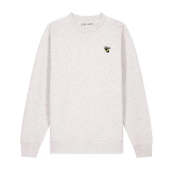 LIGARTI Bestickter Pullover – Esmeralda die Weihnachtsbiene – LIGARTI Tiermanufaktur, Hellgrau, – Produktbild 1 von 3