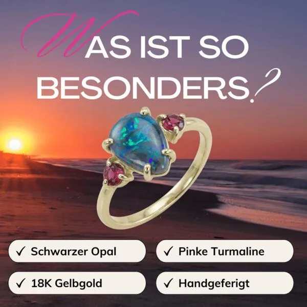 Spirit of Island Spirit of Island Gold Ring | Schwarzer Opal & pinker Turmalin, Pink, – Produktbild 4 von 4