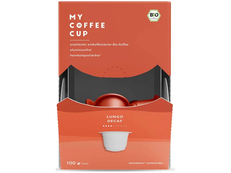 MY COFFEE CUP Bio-Kaffeekapseln "Lungo Decaf" 100 Stk. – Produktbild 1 von 1