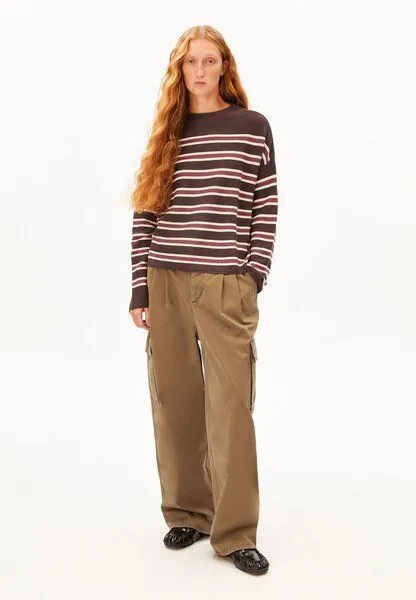 ARMEDANGELS ARMEDANGELS MERINAA STRIPED Damen Strickpullover aus100% Bio-Baumwolle, Claystone-velvet ember, – Produktbild 5 von 5