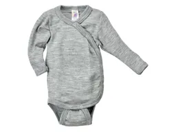 Engel natur Engel Natur Baby Wickelbody Langarm Wolle Seide hellgrau melange Gr. 62/68 – Produktbild 1 von 1