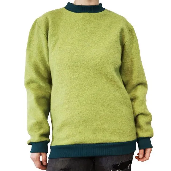 liebewicht liebewicht Pullover aus Bio Wolle Wollwalk unisex, Mossgrün/grün, – Produktbild 1 von 4