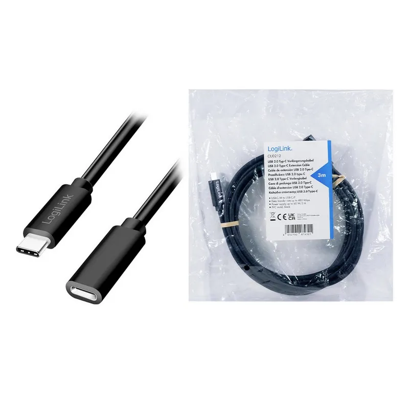 Logilink Logilink USB-C® Kabel USB 2.0 USB-C® Stecker, USB-C® Buchse 1.00 m Sc USB-Kabel, (100.00 cm), Schwarz, – Produktbild 5 von 5