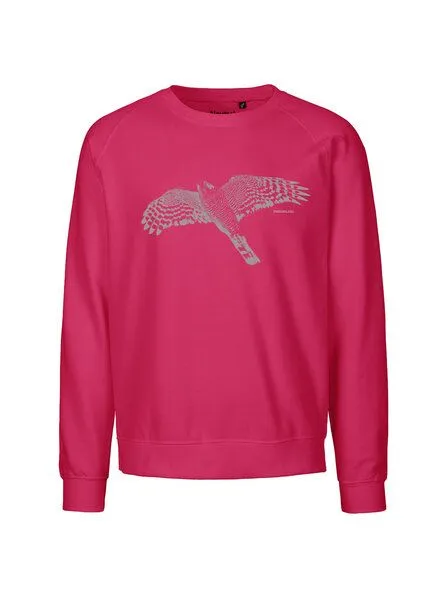 Peaces.bio - handbedruckte Biomode Peaces.bio - handbedruckte Biomode Bio Herren-Sweatshirt Sperber, Pink, – Produktbild 1 von 2
