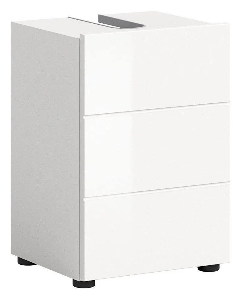 xonox.home Waschbeckenunterschrank Weiß Hochglanz Siphonausschnitt Melamin Modern 38x56x34 cm, Weiß, – Produktbild 1 von 5