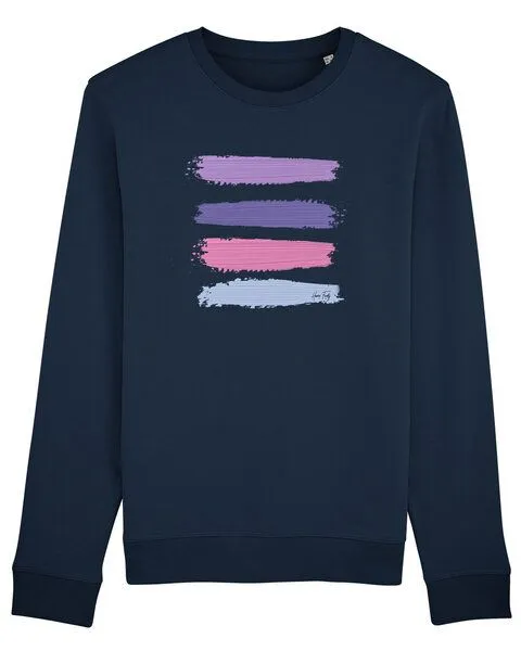 Human Family Human Family Bio Unisex Rundhals-Sweatshirt - "Araise - Acryl Stripes", Navy, – Produktbild 1 von 2