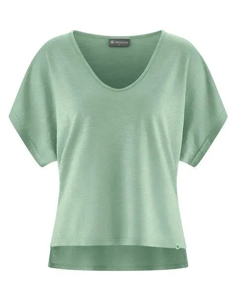 HempAge HempAge Damen Slub Jersey T-Shirt Hanf/Biobaumwolle, Menta(grün), – Produktbild 1 von 4