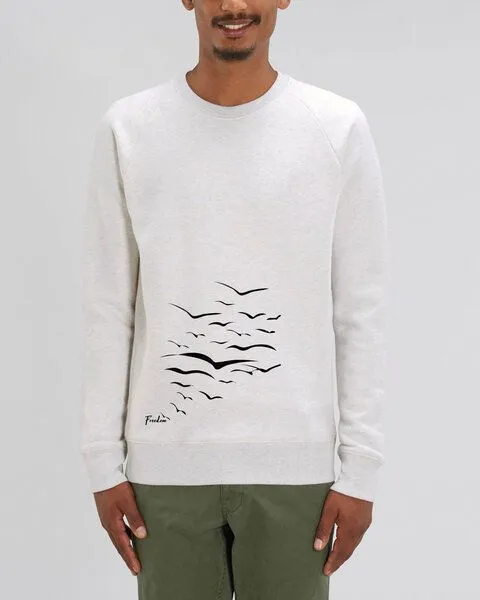 Human Family Human Family Bio Herren Sweatshirt "Practice - Free Birds" in 5 Farben, Hellgrau-meliert, – Produktbild 1 von 4